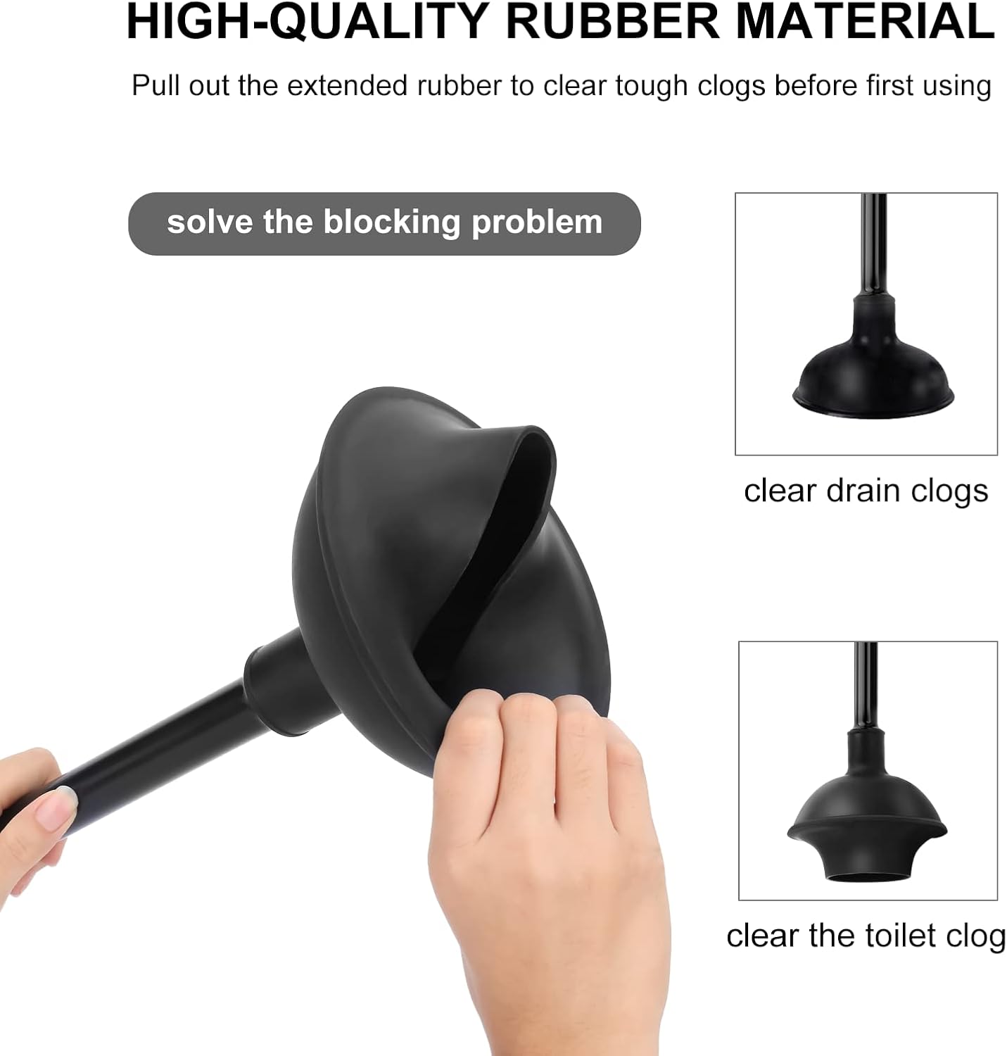 Toilet Brush and Plunger Set, Semi-Hidden Toilet Plungers, Black | Heavy Duty Toilet Bowl Brush and Holder for
