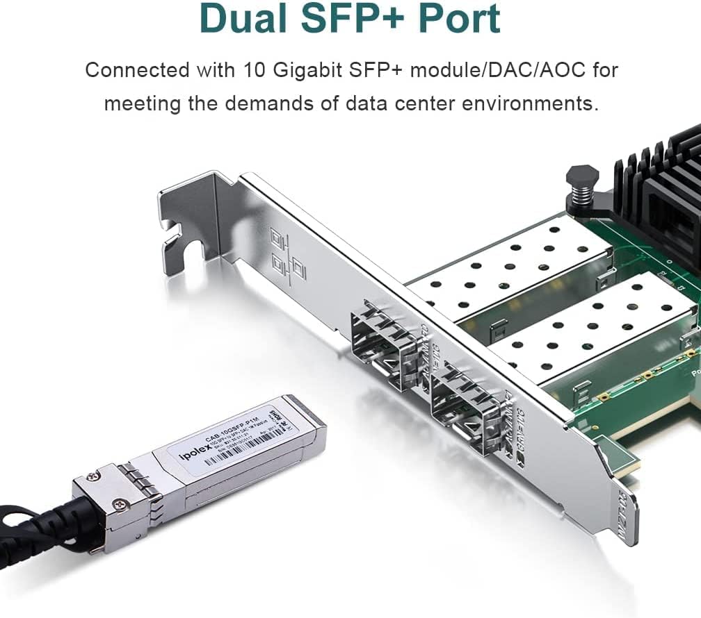 Ipolex 10Gb Network Card Compatible for Intel X520-DA2 PCIE Ethernet Card NIC with Intel 82599ES Controller, Dual SFP+ Port,10G PCI Express LAN Adapter Support Windows Server/Windows, Linux, Vmware
