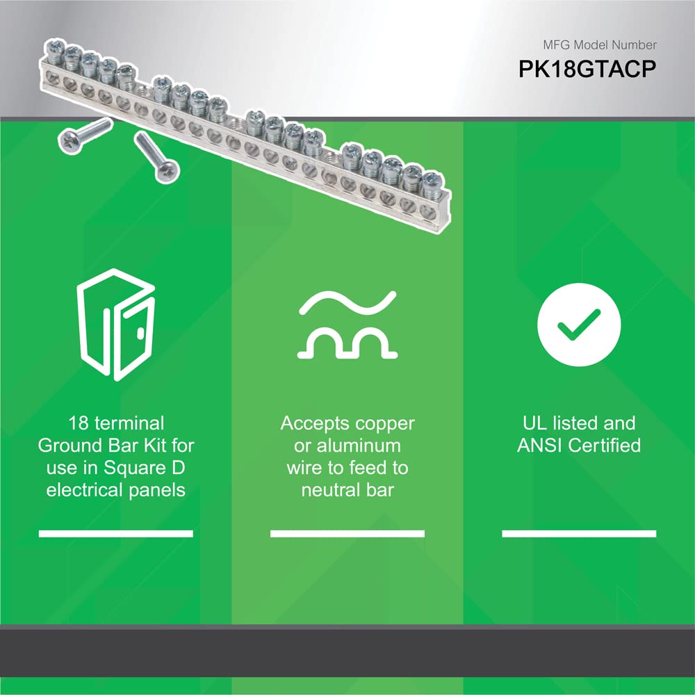 Square D - PK18GTACP 18 Terminal Ground Bar Kit