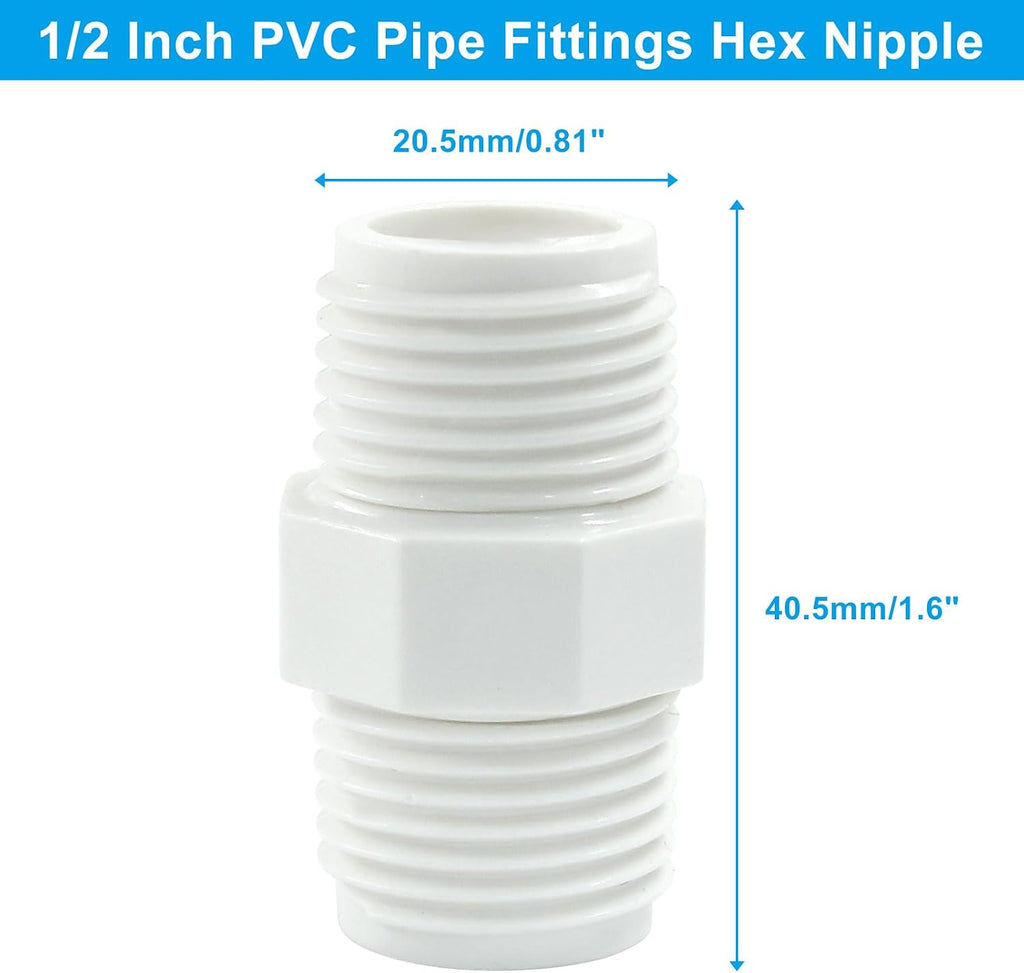 1/2 Inch PVC Nipple Coupling Adapter, 10Pcs