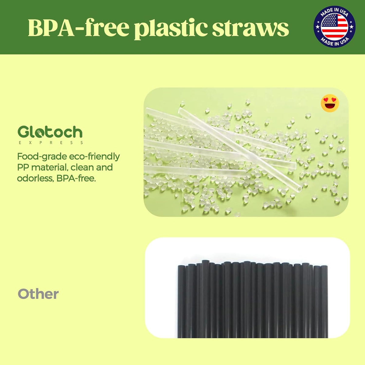 Glotoch 1000 PCS Individually Wrapped Clear Plastic Straws, 7.75'' Long