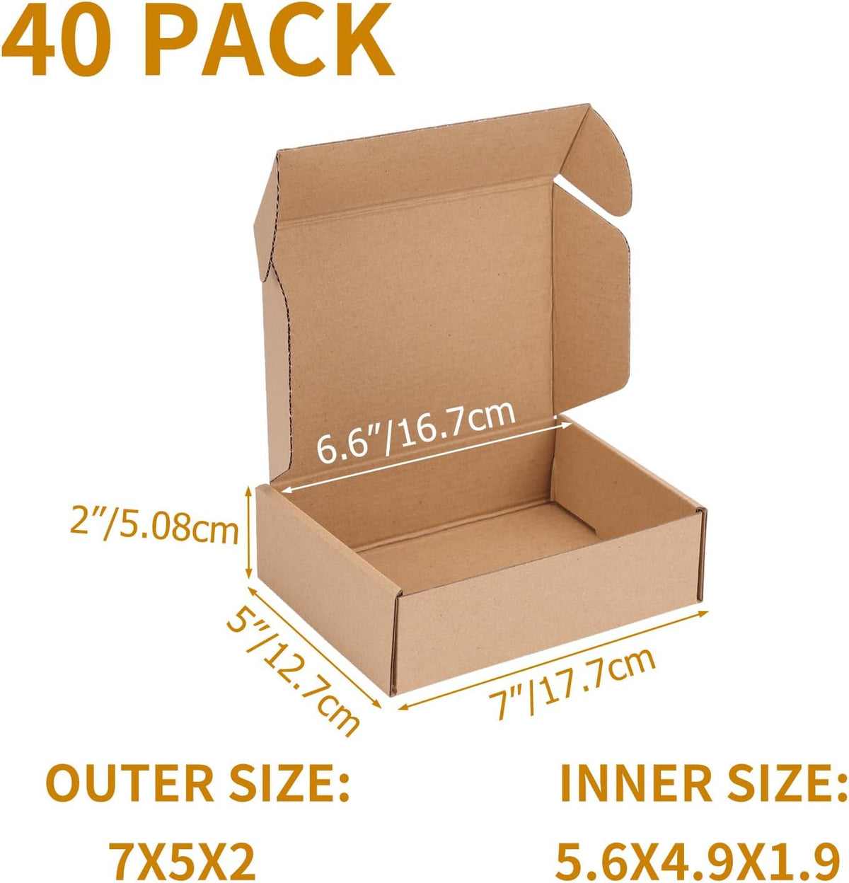 40 Pack 7x5x2 inch Small Shipping Boxes, Brown Mailing Boxes