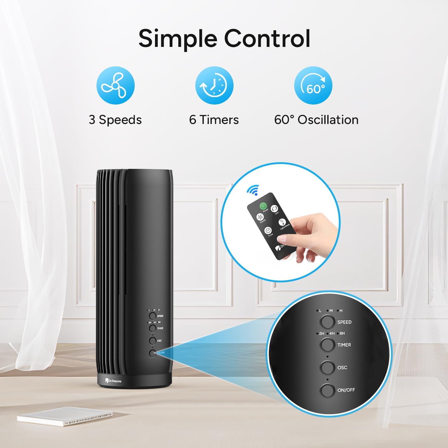 Tower Fan for Bedroom, 13 Inch Portable Desk Table Fan, 28 dB Quiet Bladeless Fan with Remote, 12H Timer, 3 Speeds