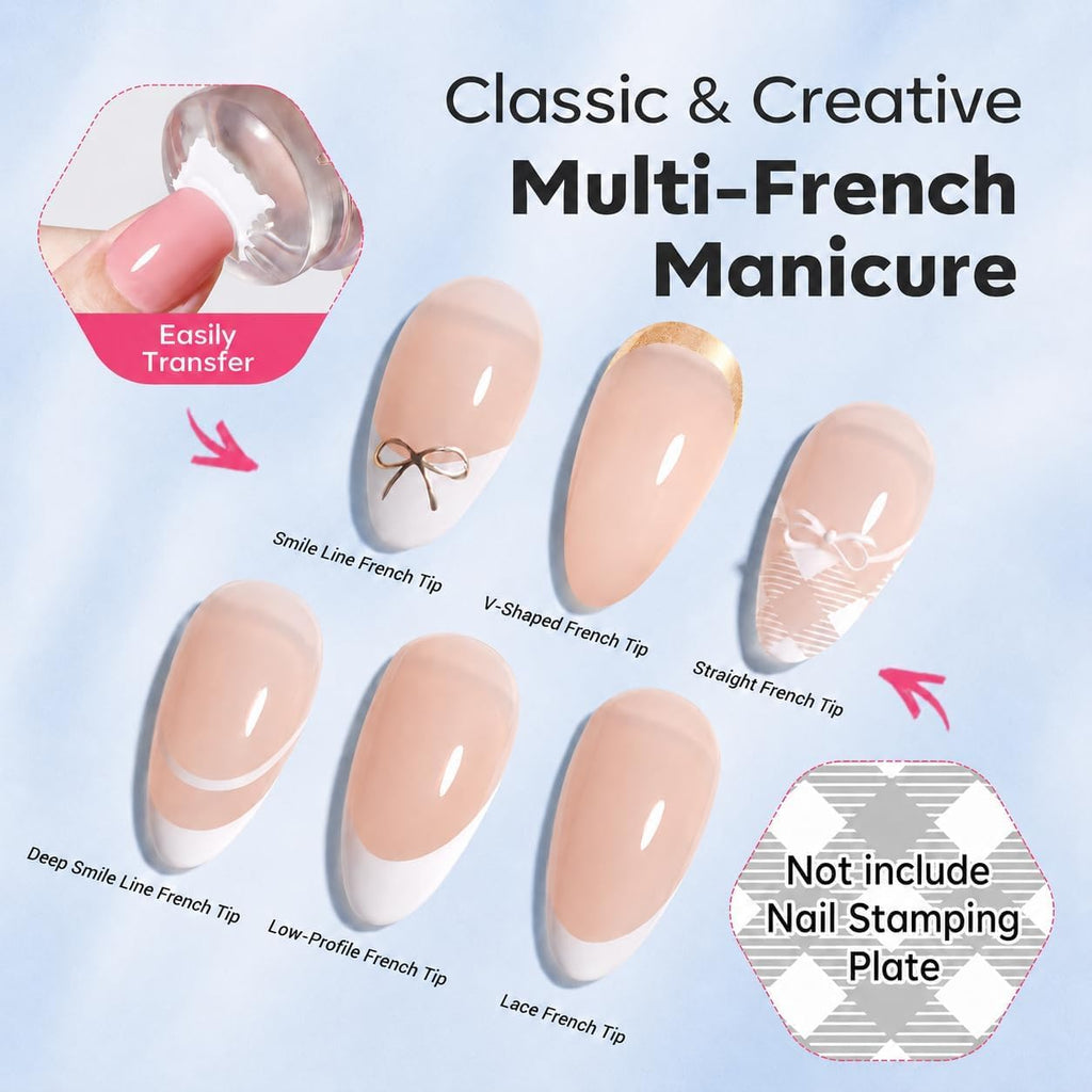 French Tip Nail Tool 6Pcs Nail Stamp Silicone French Tips Stamp