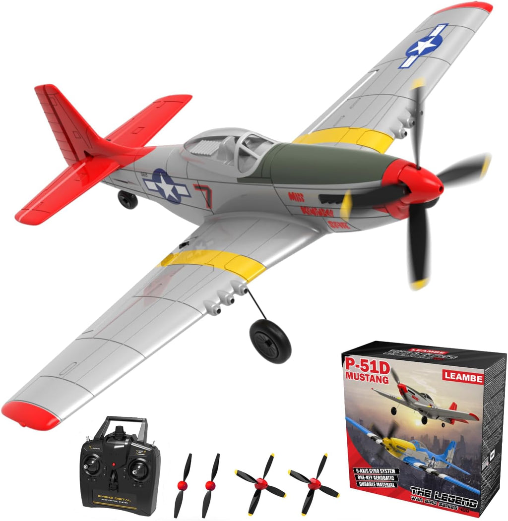 4 Channel RC Plane, Ready to Fly Aerobatic Aircraft, Easy Control for Beginners, P51 Mustang RC Airplane Best Gift