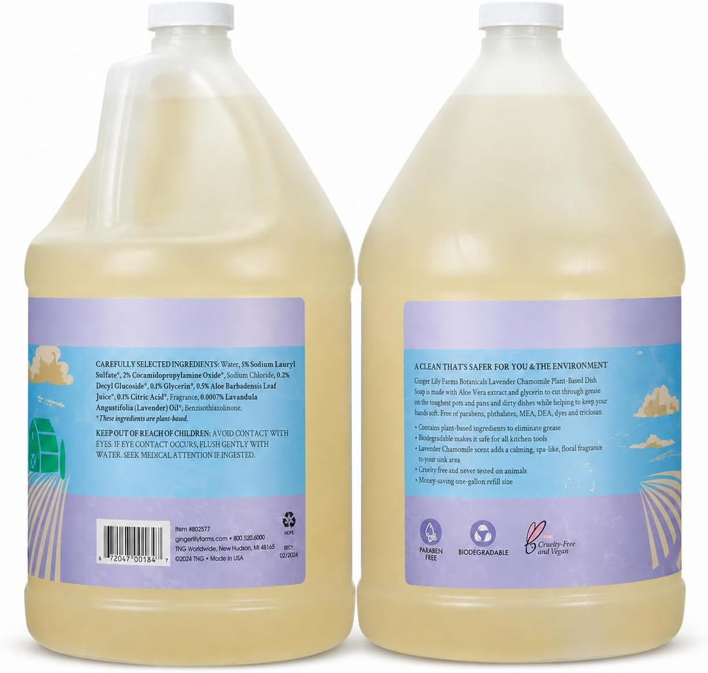Botanicals Liquid Dish Soap, 128oz, Lavender Chamomile