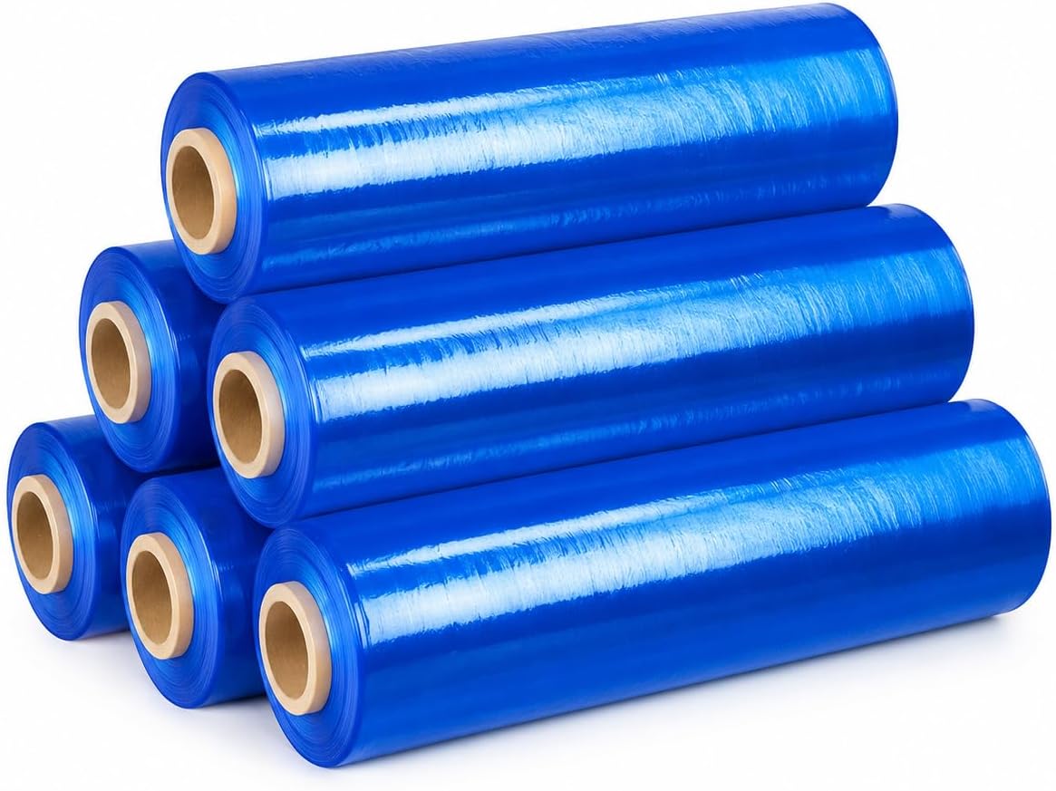 18" Stretch Wrap Film, 1500 ft, 80 Gauge (20 Micron), 7-Layer Clear Pallet Wrap, Up to 80% Stretch, Self-Adhering