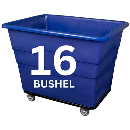 Commercial 16 Bushel Utility Cart with Steel Base, Poly Box Basket Truck, Laundry Cart, and Rolling Trash Bin