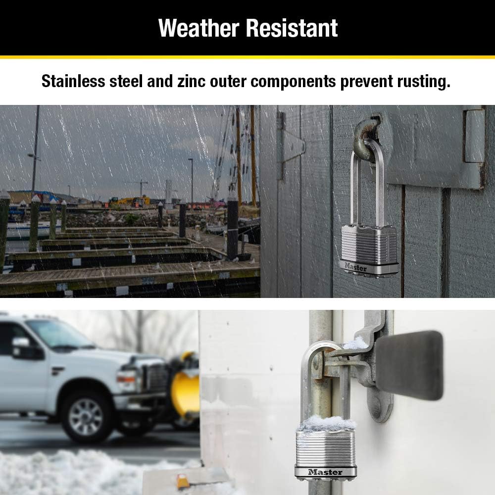 M5XTLJ Magnum Heavy Duty Outdoor Padlock with Key, 2 Pack Keyed-Alike
