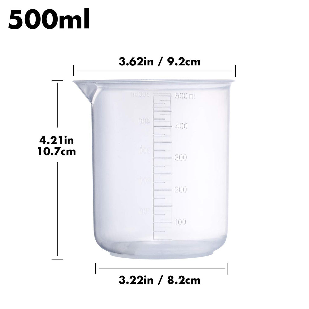 Plastic Beaker Set,5 Size Low Form Graduated Griffin Polypropylene Beakers
