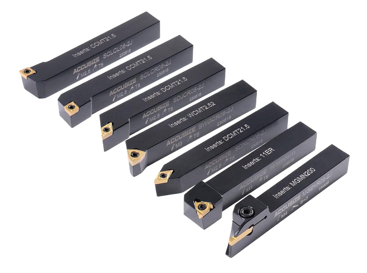 Accusize 1/2 in Shank Indexable Carbide Turning Tool Set, 2387-2004PLUS