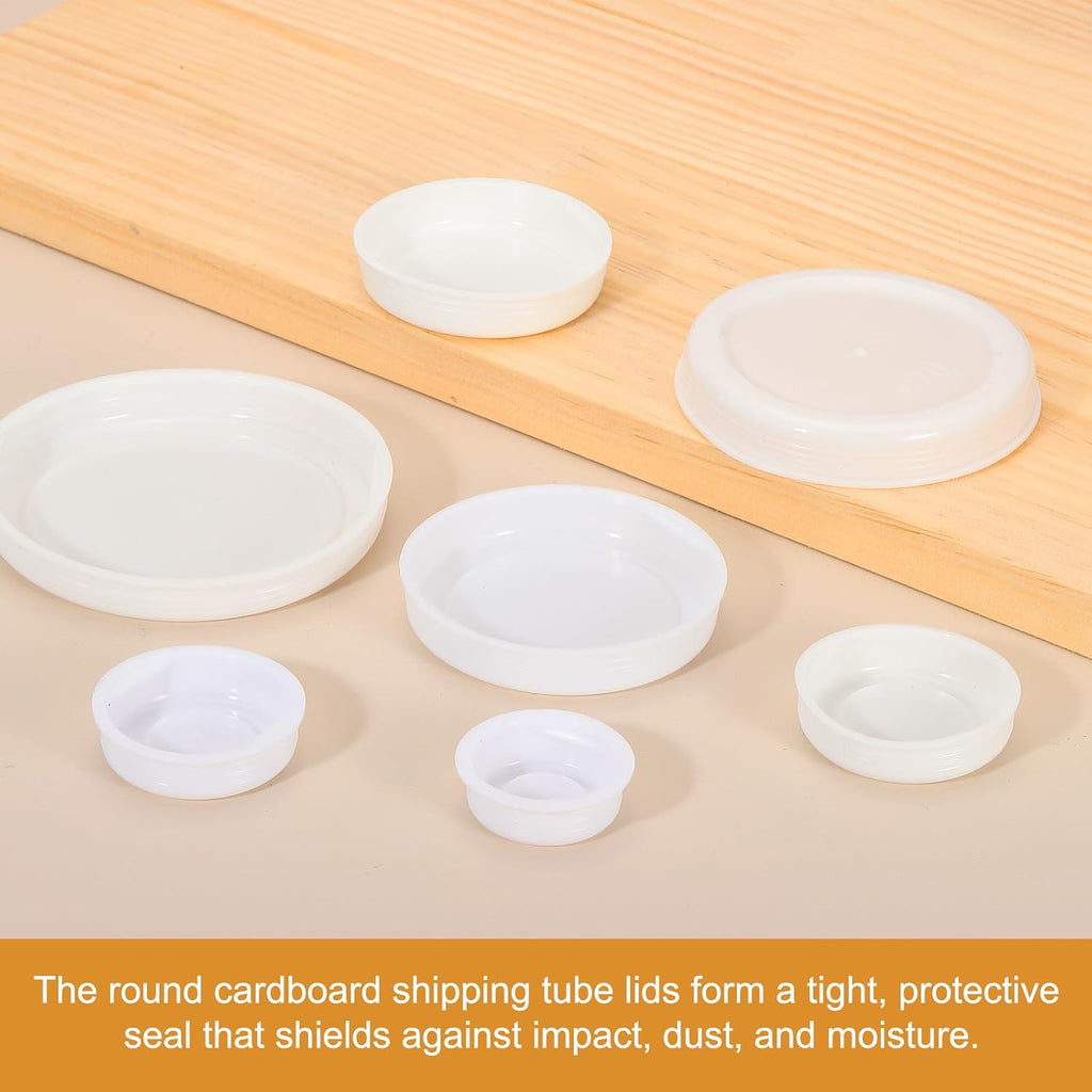 60 Pcs Mailing Tube Plastic End Caps 2" ID PE Round Cardboard Shipping Tube Lids White Protective Poster End Caps for