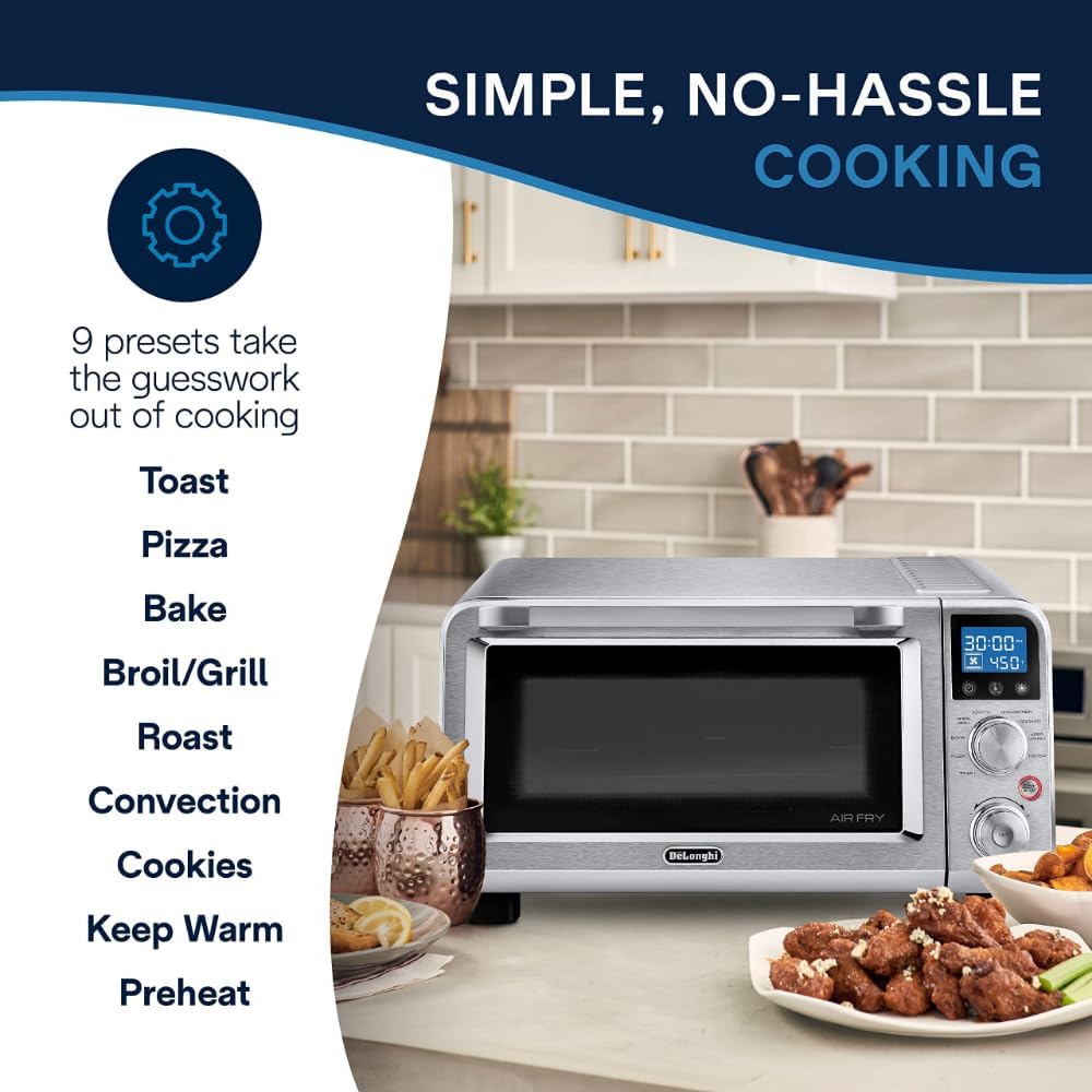 Digital Air Fry Convection Toaster Oven 14L Stainless Steel, Air Fry Oven, 9-in-1, Grills, Broils, Bakes, Roasts