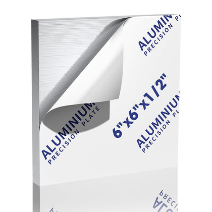 1/2Inch Thick Aluminum Sheet Plate, 6" x 6" Heavy Duty Aluminum Plates | Double Side Protective Film, 6061 Flat Plain