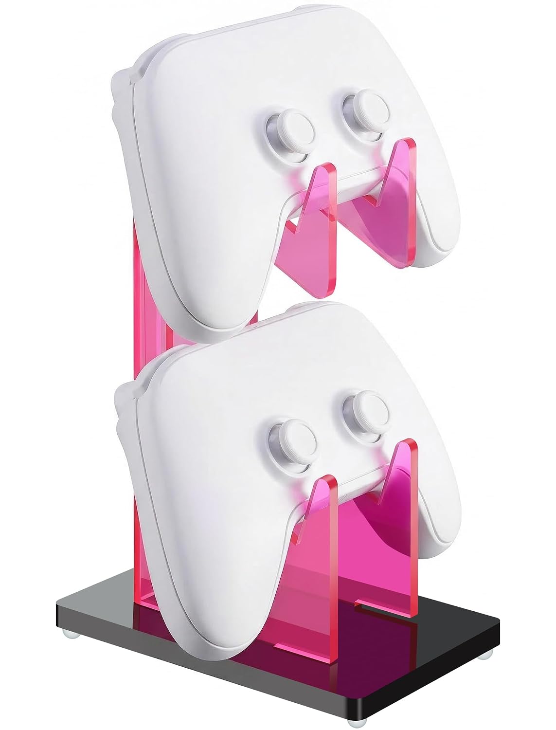 Rose Pink Acrylic 2-Tier Universal Game Controller Headset Holder Stand for PS5 Xbox ONE Switch Colorful Controller