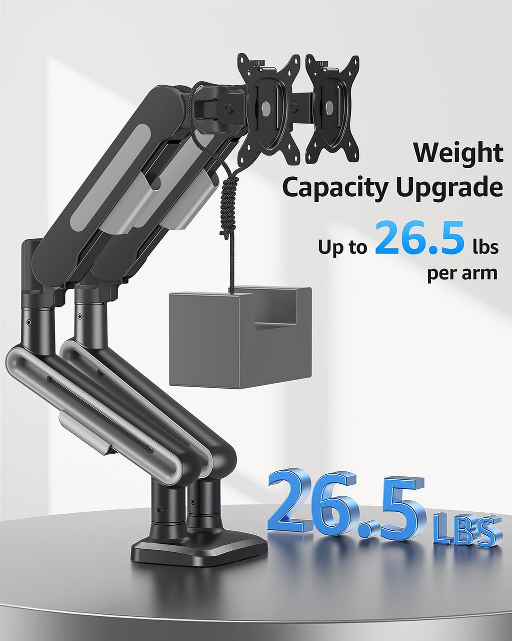 Dual Monitor Mount, Heavy Duty Monitors Arm | Holds 4.4-26.5lbs, Monitors Arm for 39 37 34 32 27inch, Height