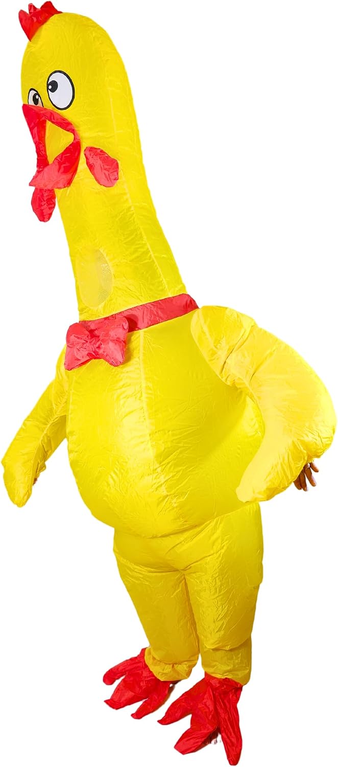 Inflatable Costume Adult, Blow Up Yellow Chicken Costume for Halloween Inflatables Cosplay Party