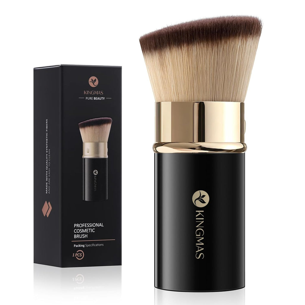Retractable Kabuki Brush, Angled Flawless Face Makeup Brush