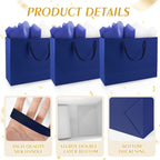 5 Pack Large Blue Gift Bags with Handles & 10 Tissue Papers