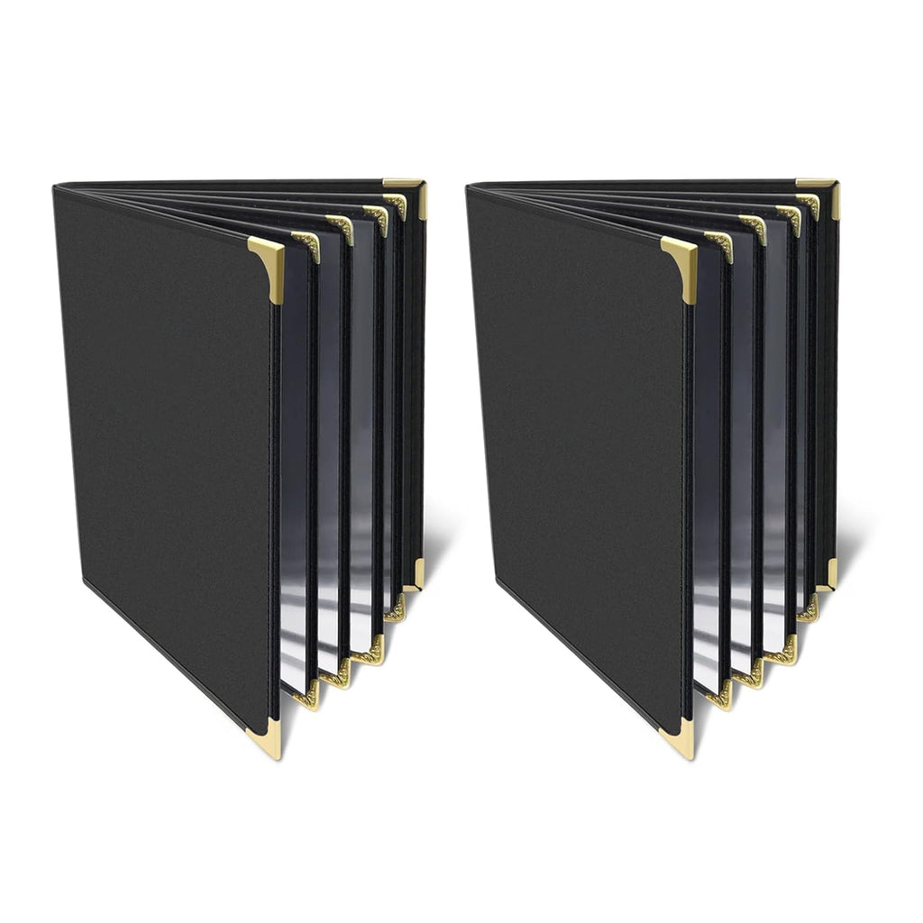 Menu Covers 8.5 X 11 Restaurant Menu Holders 4 Page 8 View, Black, 2 Pack
