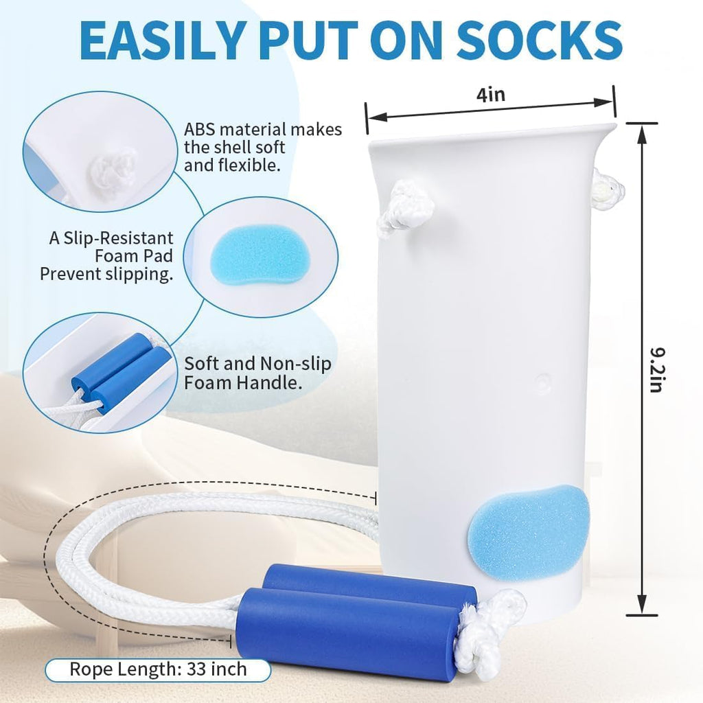 Sock Aid for Putting on Socks - Sock Aid Device for Seniors, Disabled, Pregnant - Sock Helper Easy On Easy Off - Sock