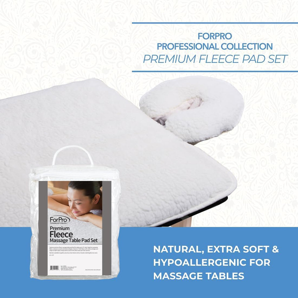 ForPro Premium Fleece Massage Pad Set, Extra Soft, Hypoallergenic, for Massage Tables, Includes Pad and Face Rest