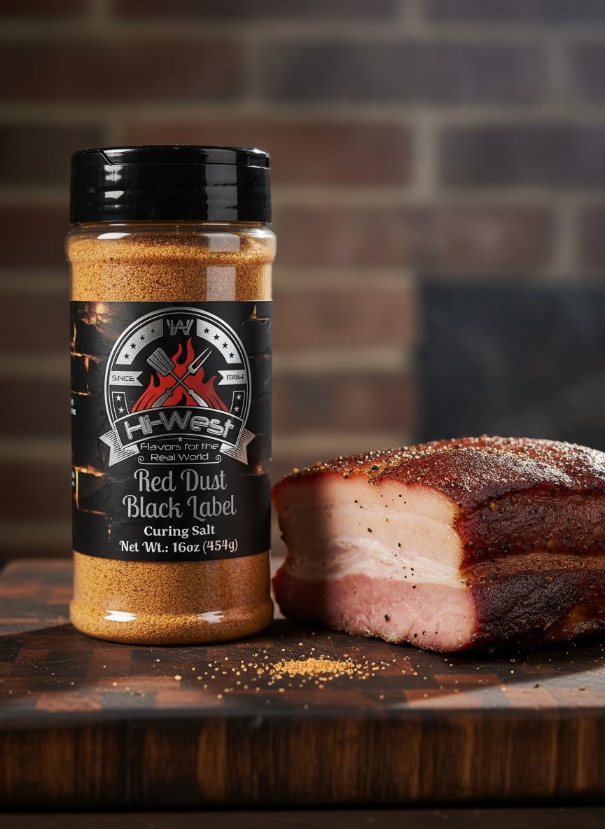 Red Dust Black Label Curing Salt, Premium Meat Curing Salt No. 1, 16 oz, with 6.25% Sodium Nitrite, Capsicum Extract