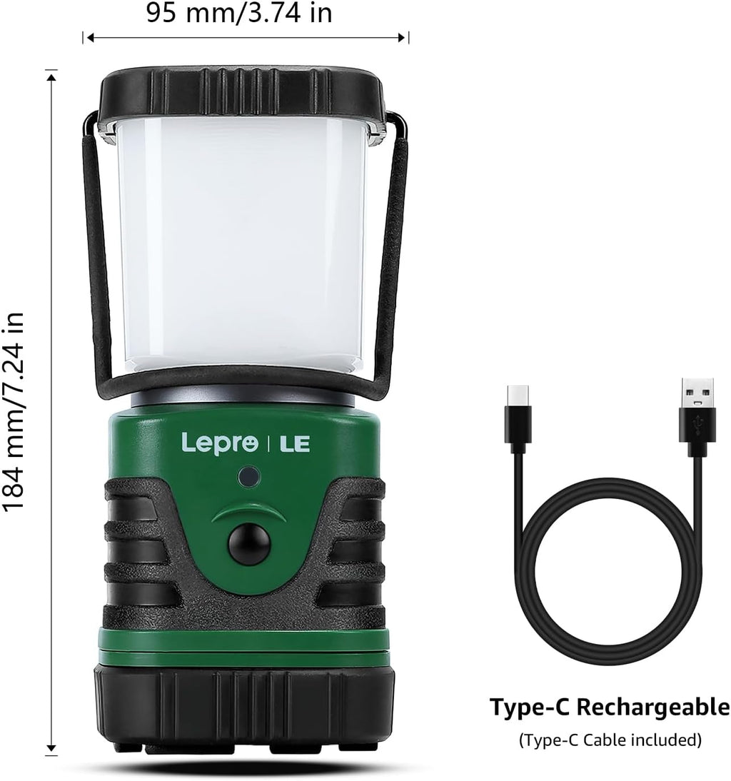 1000LM LED Camping Lantern Rechargeable, 4400mAh, 4 Light Modes | Camping Essentials, Waterproof Lantern Flashlight