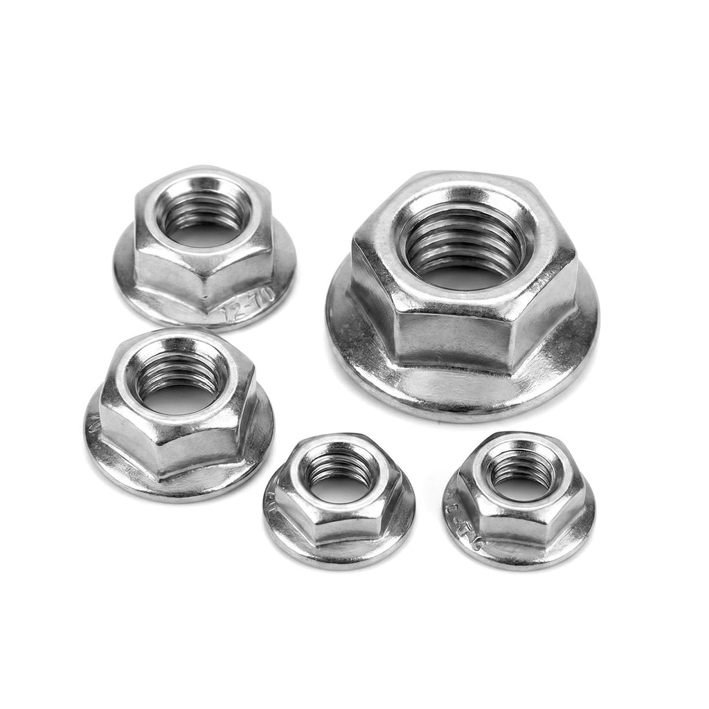 M5 (30 Pack) Flange Nuts Serrated Flange Hex Lock Nuts, Stainless Steel 18-8 (304), Bright Finish