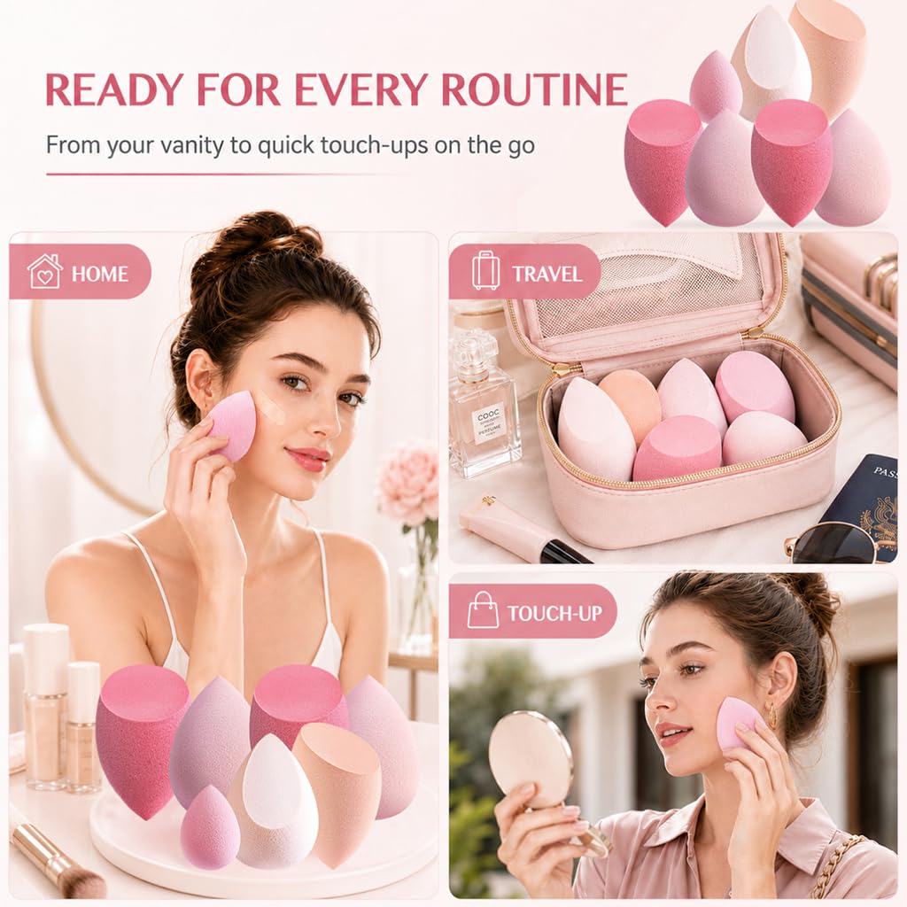 Makeup Sponge Set, 7 Pcs Multi Colored Blender Sponges