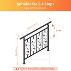 Adjustable Unique Design Handrails for Outdoor Steps, Black