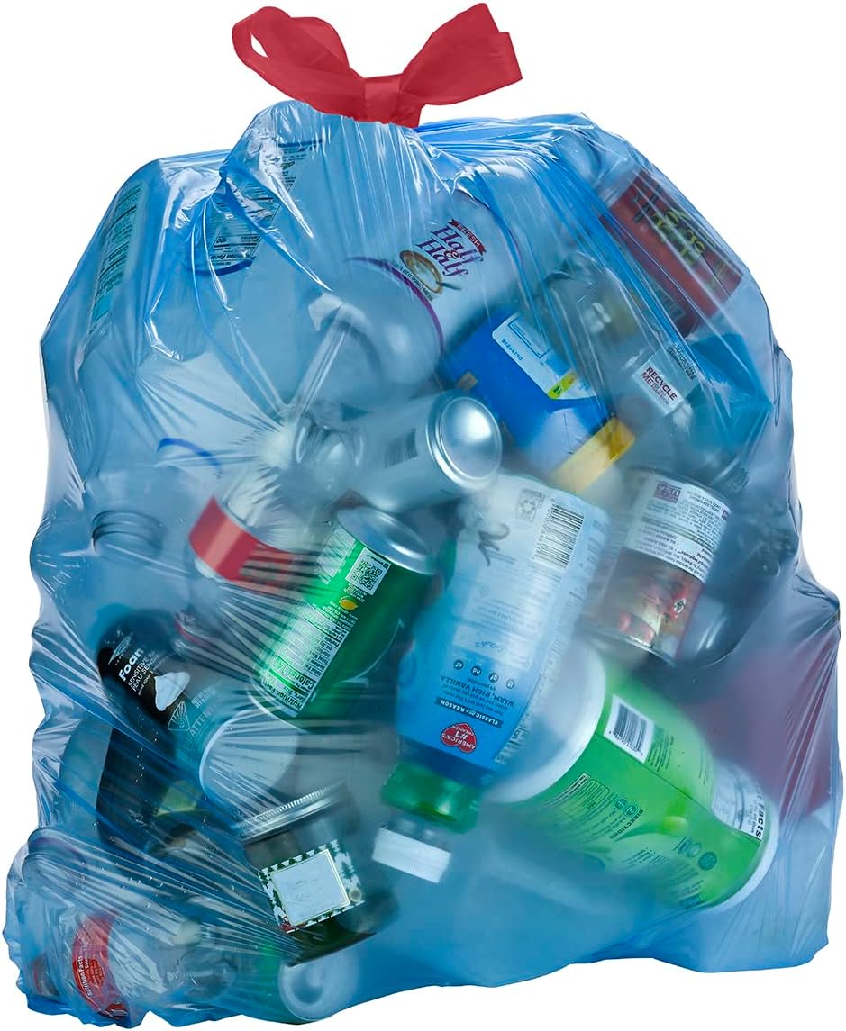 Blue Recycling Drawstring Trash Bags, Tall Kitchen, Unscented, 13 Gallon, 60 Count