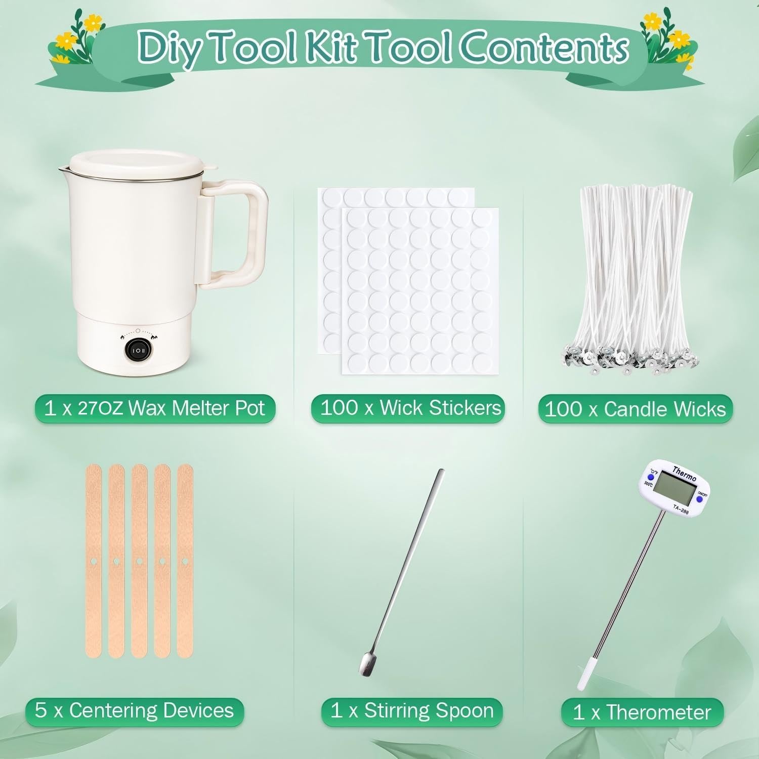 Wax Melter Kit for Candle Making, Large Candle Melting Pot, DIY Candle Making Supplies for Woman, Included Candle