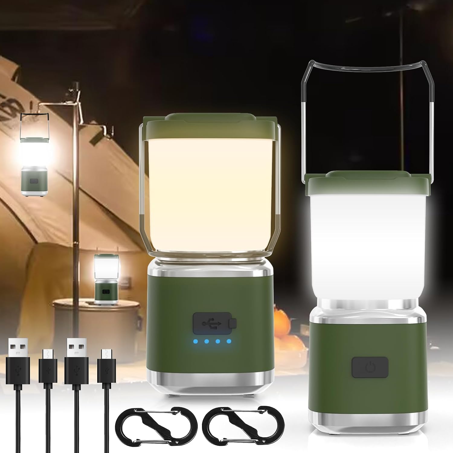 Portable Camping Lantern Rechargeable -4inch, 336LM LED Camping Lights Lantern with Redlight&20Hours Runtime&