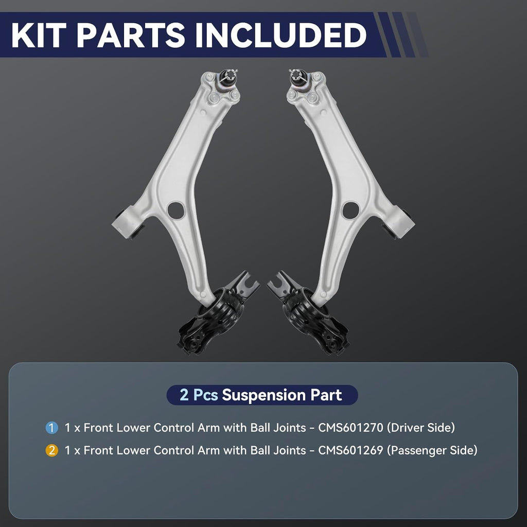 2Pc Front Lower Control Arm w/Ball Joint for 2018-2022 Honda Accord