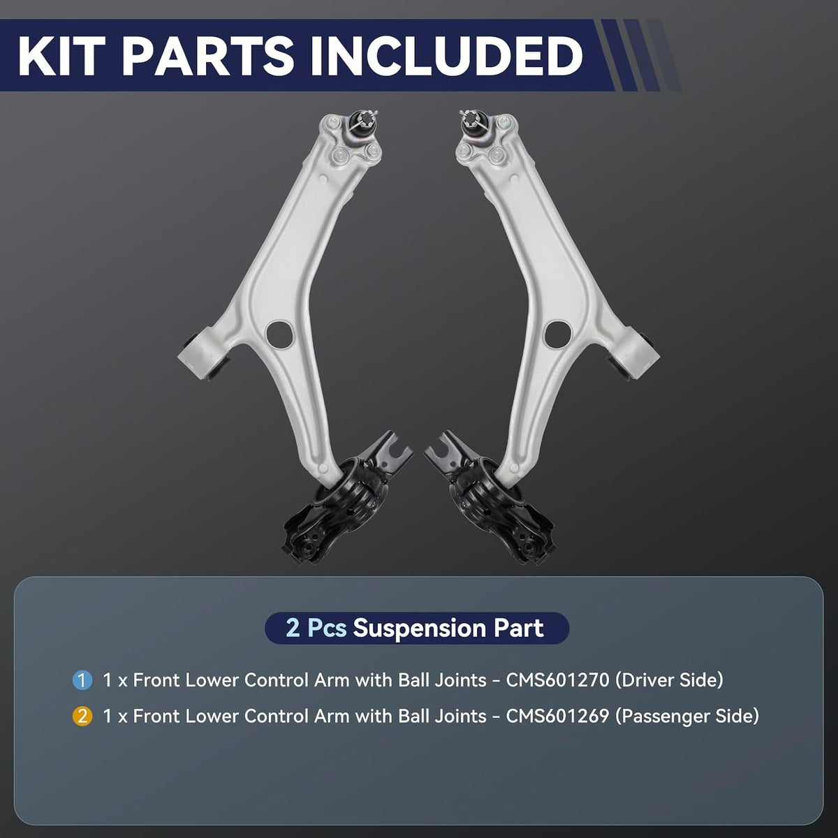 2Pc Front Lower Control Arm w/Ball Joint for 2018-2022 Honda Accord