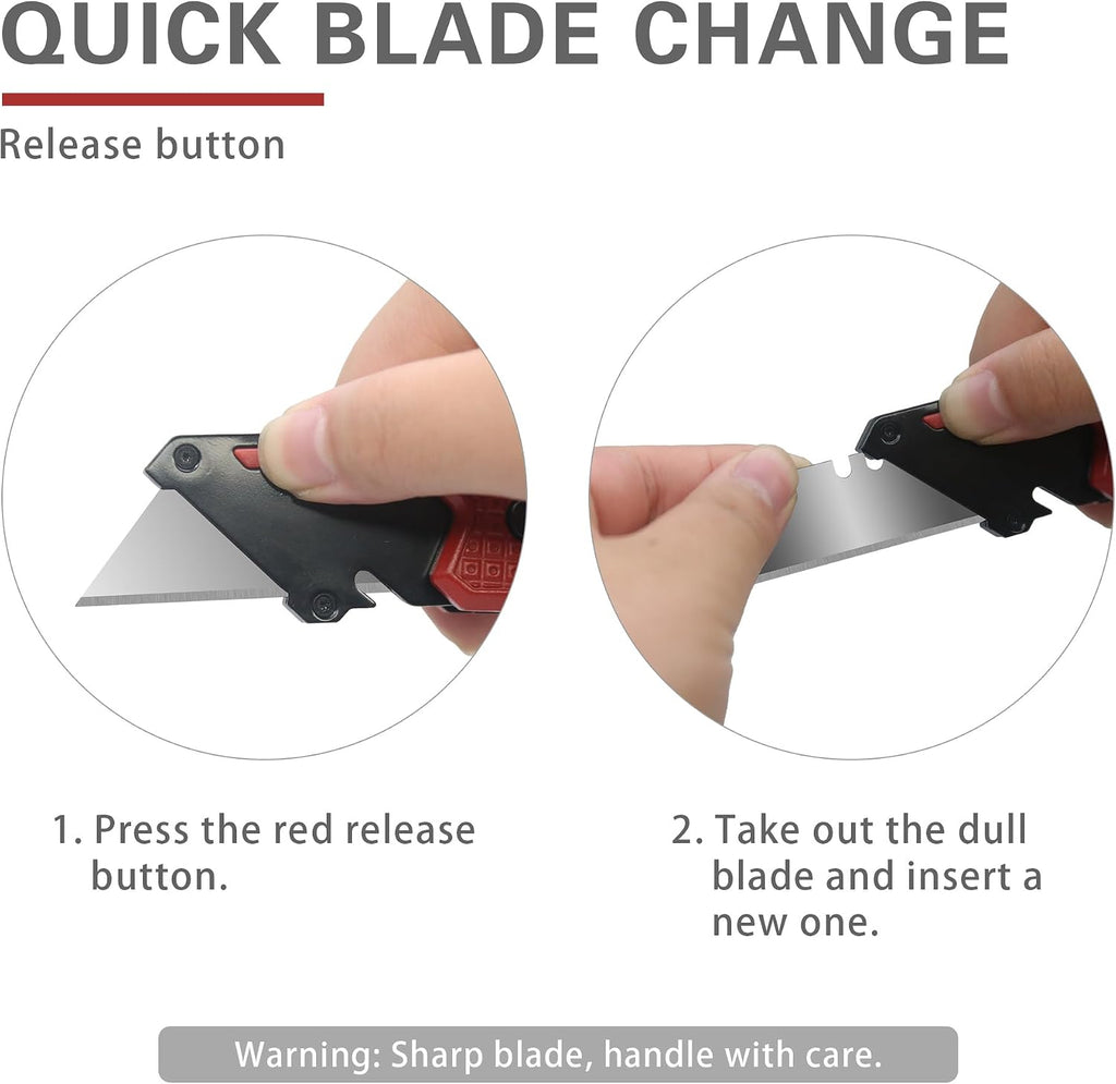 Folding Utility Knife with Screwdriver, 5-in-1 Multi-functional Heavy Duty Lock-back Box Cutter