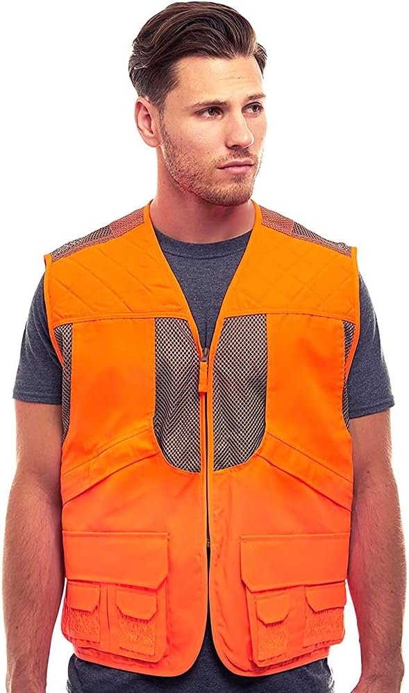 Men's Upland Deluxe Blaze Orange Front Loader Hunting Vest | Blaze orange men's hunting vest with mesh lining