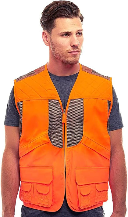 Men's Upland Deluxe Blaze Orange Front Loader Hunting Vest | Blaze orange men's hunting vest with mesh lining