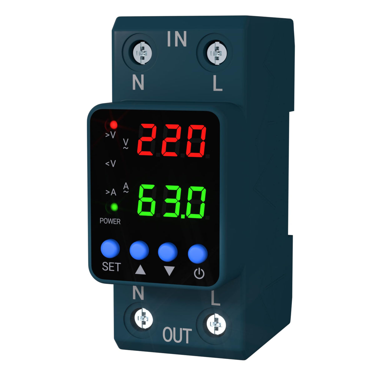 APIELE 110V/220V Voltage Protector, 1-63A Adjustable Smart Breaker（Blue