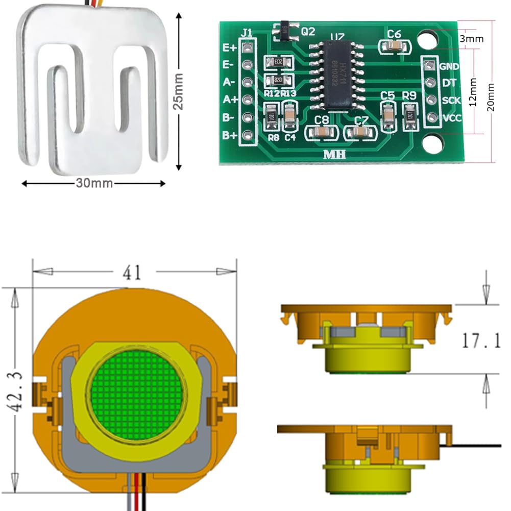Weight Sensor 50kg Load Cell Half Bridge w/Holder + HX711 Module