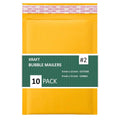 Kraft Bubble Mailers, Self-Seal, Waterproof & Cushioned Padded Envelopes for Shipping, 8.5 x 12 in (10 Pack, Gold)
