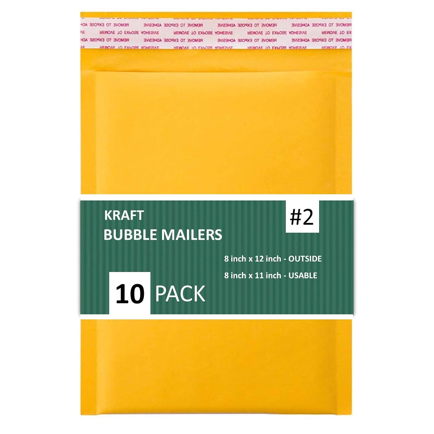 Kraft Bubble Mailers, Self-Seal, Waterproof & Cushioned Padded Envelopes for Shipping, 8.5 x 12 in (10 Pack, Gold)