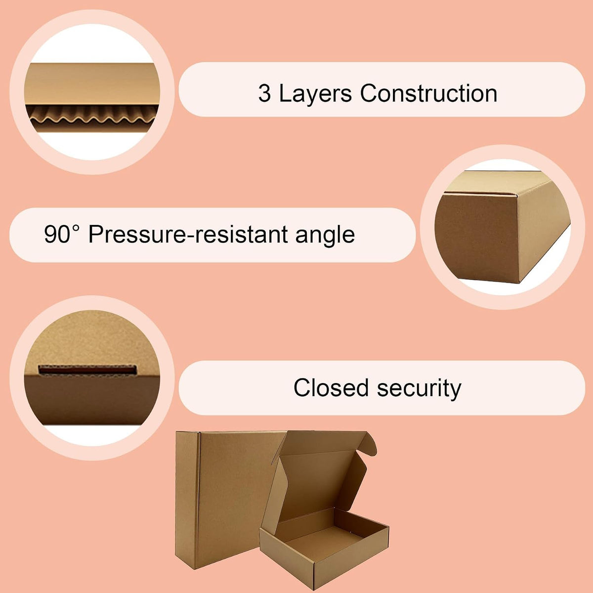 13x10x3 inches Shipping Boxes Set of 20, Brown Corrugated Cardboard Mailers