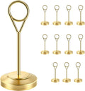 12 Pcs Gold Table Number Holders, 4 Inch Tall Place Card Holders for Table, Sturdy Photo Picture Holders with