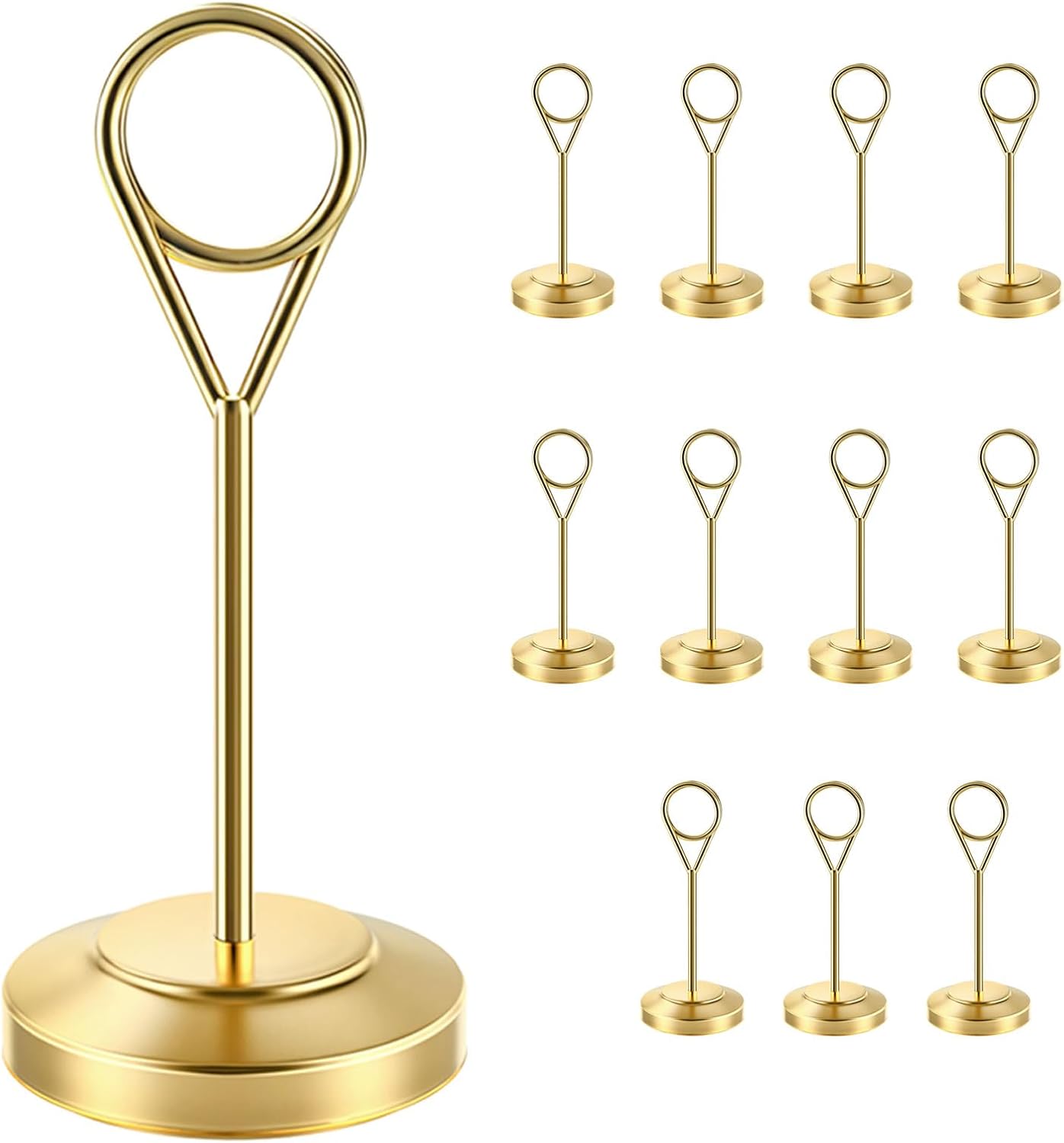 12 Pcs Gold Table Number Holders, 4 Inch Tall Place Card Holders for Table, Sturdy Photo Picture Holders with