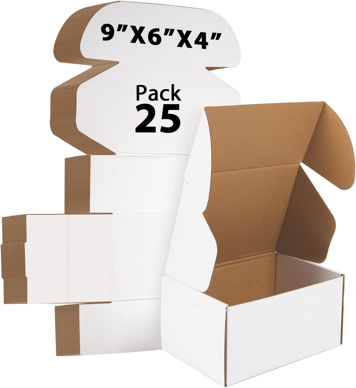 Shipping Boxes 25 Pack, Corrugated Cardboard Mailer Boxes for Small Business, Easy Fold Literature Mailers, Heavy