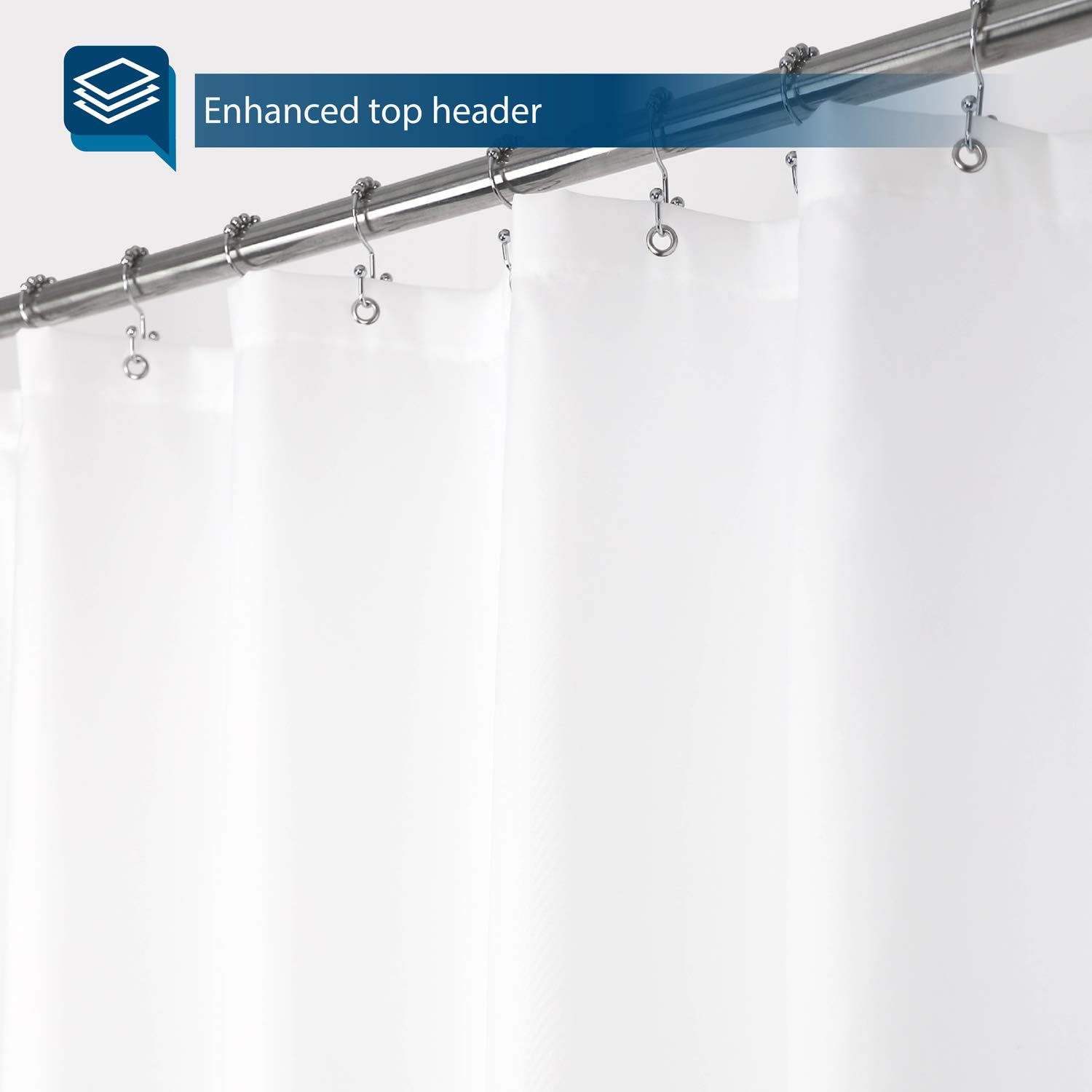 Waterproof Fabric Shower Curtain or Liner White, 72x72 | Soft Microfiber Cloth, Waterproof, Hotel Quality, Machine