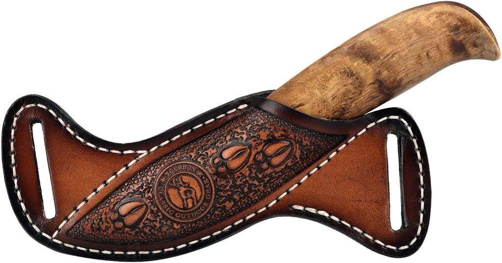 Leather Knife Sheath -Horizontal Pancake Belt Fixed Folding Knives Holster | Right Side Draw,Angled Design,Fits 1.5"