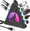 7-Port USB 3.0 Hub, Vertical USB Hub Splitter with RGB Lighting,5Gbps High-Speed Data Transfer and 2FT Extension